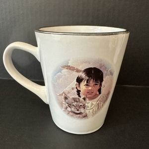 Everyday Gibson Coffee Cup/Mug American Indian Girl w/BobCat 14oz Wildlife Clean